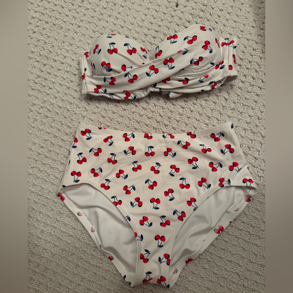 Kate Spade Cherry Print Bikini - Cream and Red